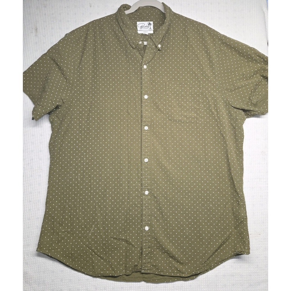 Bonobos Button Down Shirt Mens XXL Long Green Polka Dot Short Sleeve Cotton